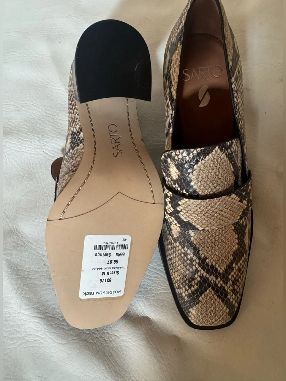 Sarto Python Heeled Loafers